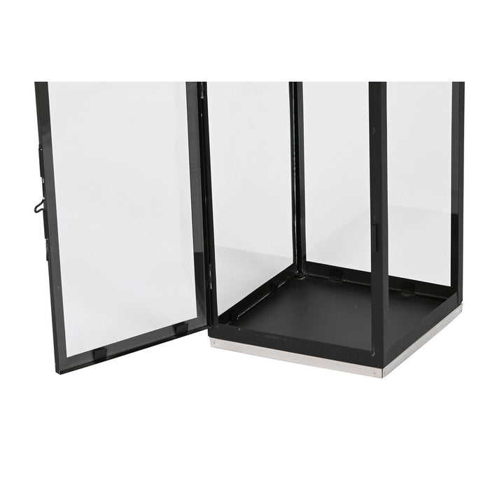 Lucerna Home ESPRIT Negru Argintiu Geam Oțel 18 x 18 x 41 cm (2 Piese)