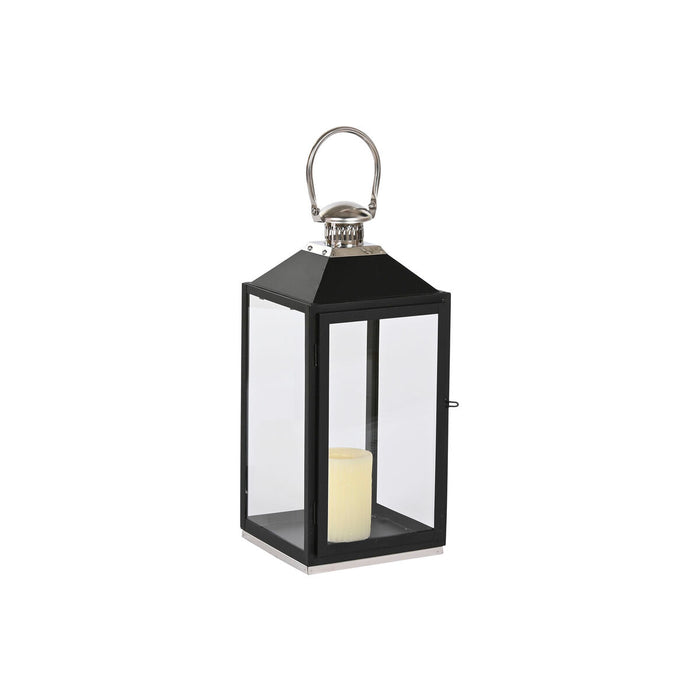 Lucerna Home ESPRIT Negru Argintiu Geam Oțel 18 x 18 x 41 cm (2 Piese)