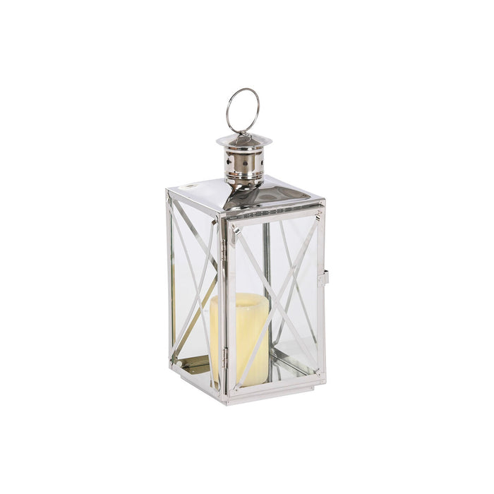 Lucerna Home ESPRIT Argintiu Geam Oțel Cromat 16 x 15 x 32 cm (2 Piese)