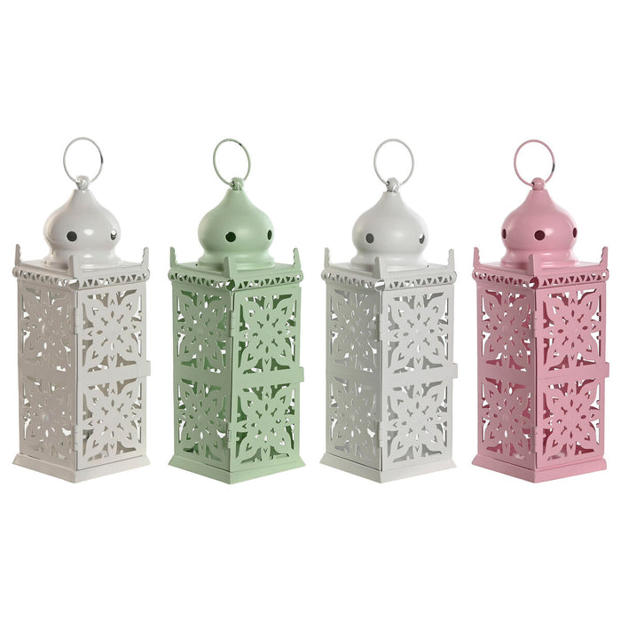 Lucerna Home ESPRIT Alb Verde Roz Fier Oriental 10 x 10 x 30 cm (4 Unități)