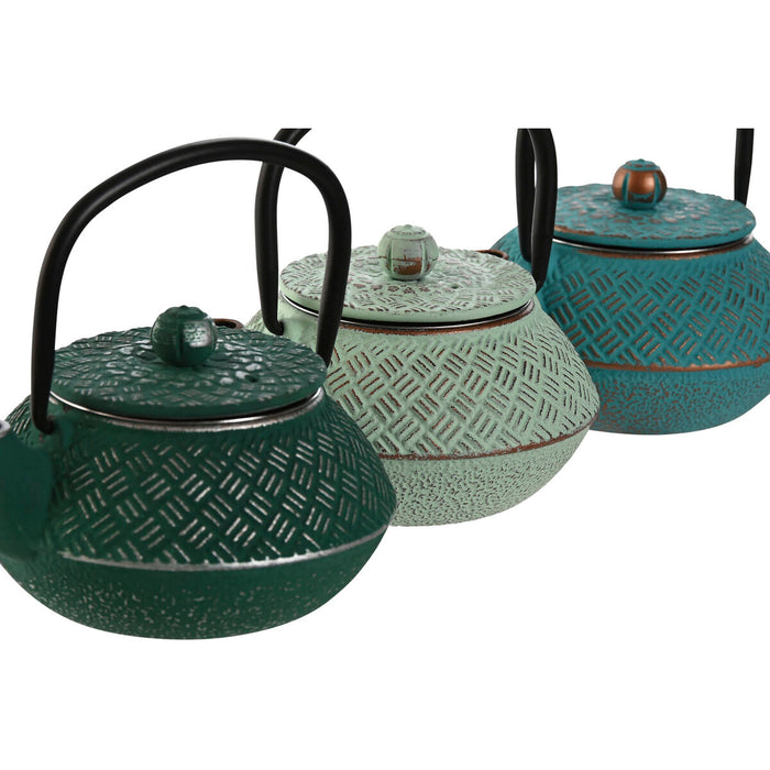 Ceainic Home ESPRIT Albastru Verde Oțel inoxidabil Fier 400 ml (3 Unități)