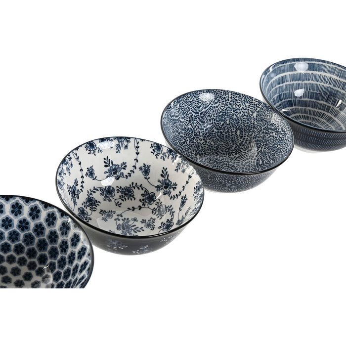 Set de boluri Home ESPRIT Albastru Alb Porțelan Shabby Chic 15 x 15 x 7 cm