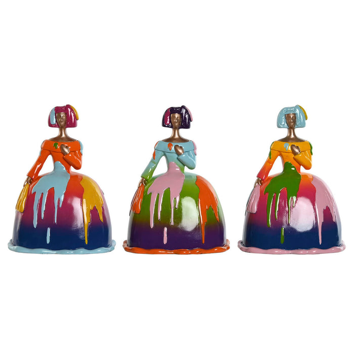 Figură Decorativă Home ESPRIT Multicolor Damă 21 x 16 x 25 cm (3 Unități)