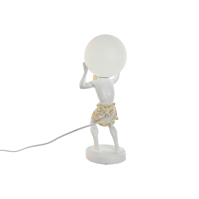 Lampă de masă Home ESPRIT Alb Auriu* Rășină Plastic 220 V 18 x 17 x 44 cm