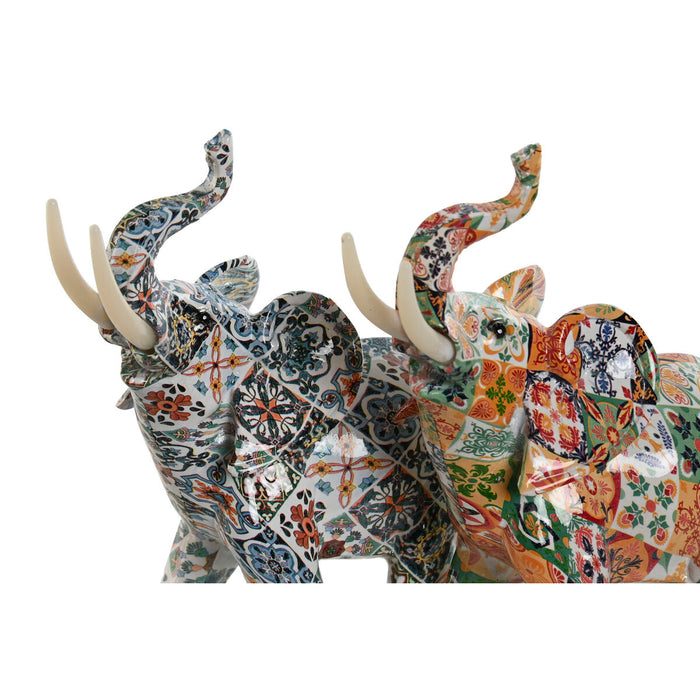 Figură Decorativă Home ESPRIT Multicolor Elefant Mediterană 16 x 7 x 17 cm (2 Unități)
