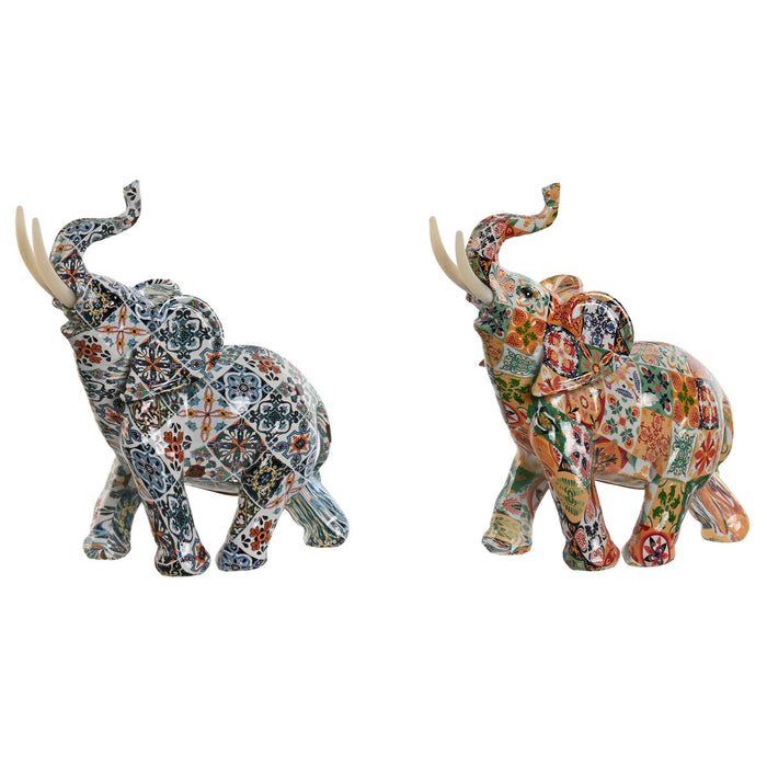 Figură Decorativă Home ESPRIT Multicolor Elefant Mediterană 16 x 7 x 17 cm (2 Unități)