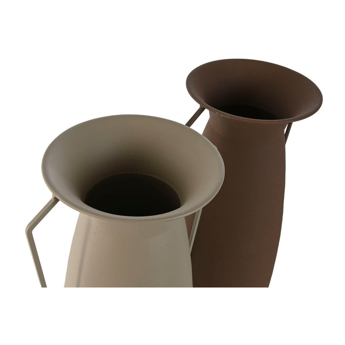 Vază Home ESPRIT Maro Bej Metal 25 x 25 x 44 cm (2 Unități)