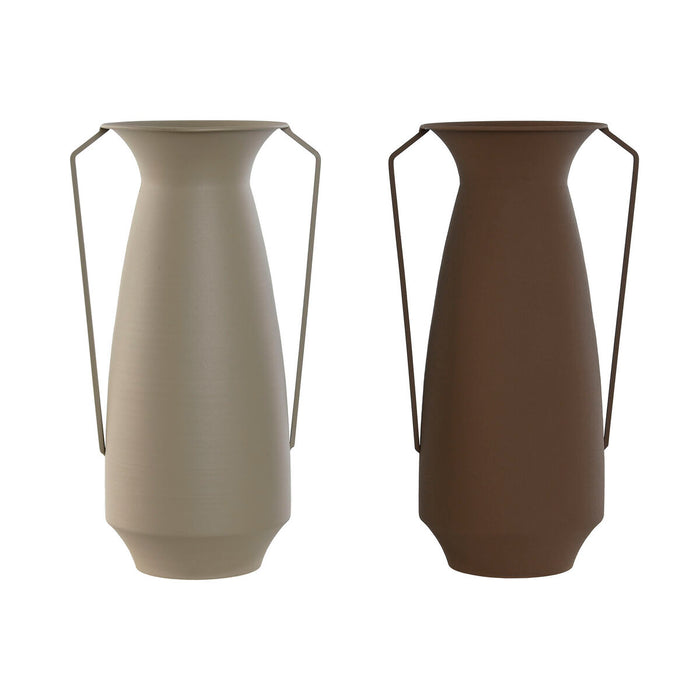 Vază Home ESPRIT Maro Bej Metal 25 x 25 x 44 cm (2 Unități)