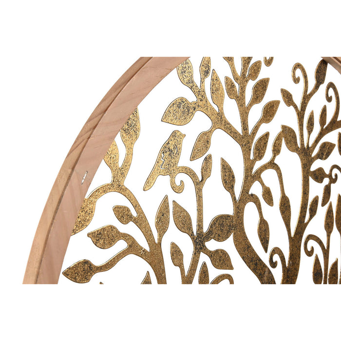 Decorațiune de Perete Home ESPRIT Auriu* Natural Copac Cottage 60 x 1,5 x 60 cm (2 Unități)