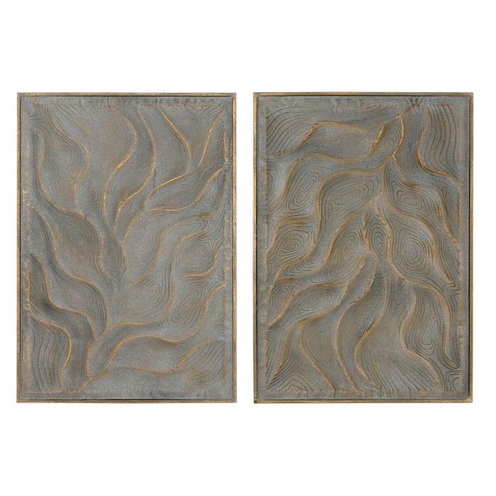 Decorațiune de Perete Home ESPRIT Auriu* Modern 67,5 x 2,5 x 97 cm (2 Unități)