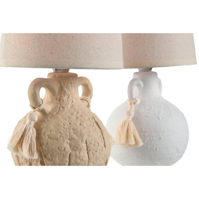 Lampă de masă Home ESPRIT Alb Bej Ceramică 220 V 15 x 15 x 28 cm (2 Unități)