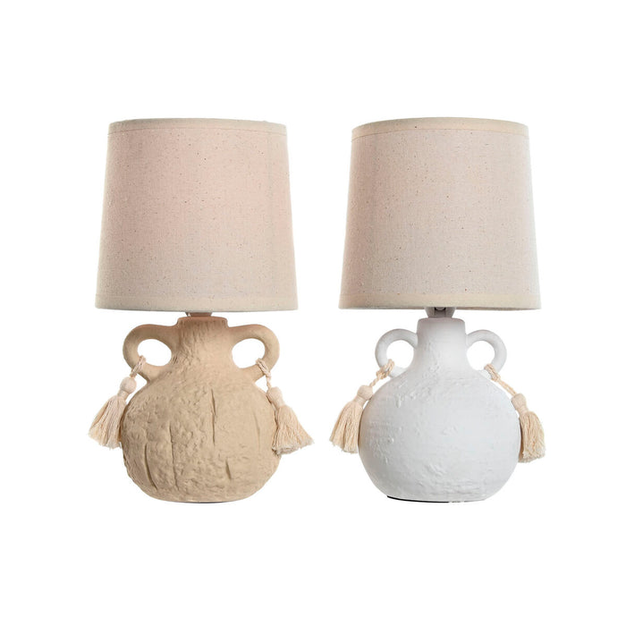 Lampă de masă Home ESPRIT Alb Bej Ceramică 220 V 15 x 15 x 28 cm (2 Unități)