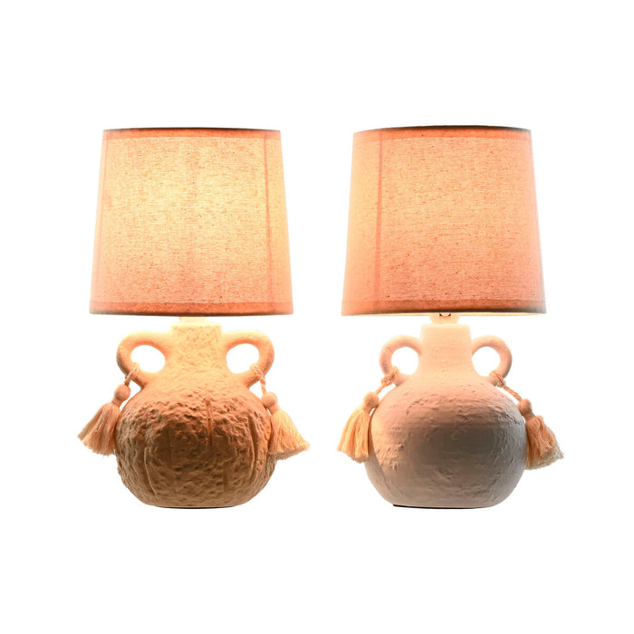Lampă de masă Home ESPRIT Alb Bej Ceramică 220 V 15 x 15 x 28 cm (2 Unități)