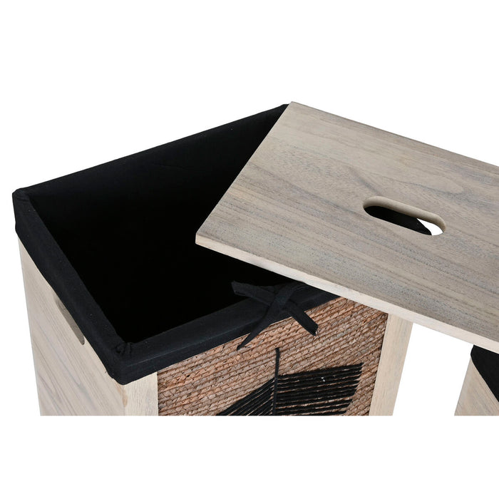 Coș pentru rufe murdare Home ESPRIT Negru Natural Lemn 40 x 30 x 56 cm 5 Piese