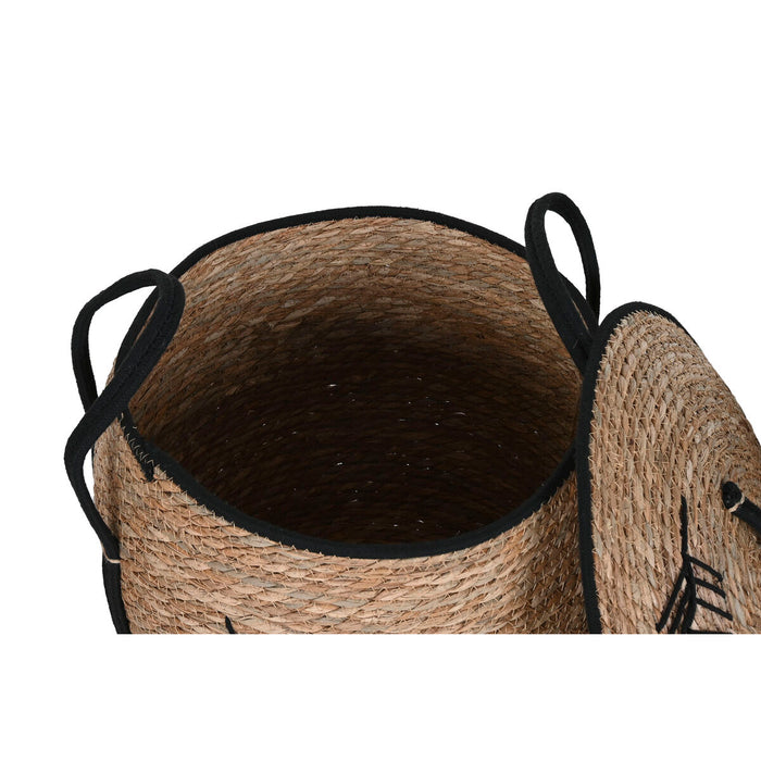 Set de Coșuri Home ESPRIT Negru Natural Boho 42 x 42 x 50 cm (3 Piese)