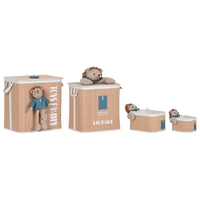 Coș pentru rufe murdare Home ESPRIT Verde Natural Infantil 44 x 44 x 45 cm 4 Piese