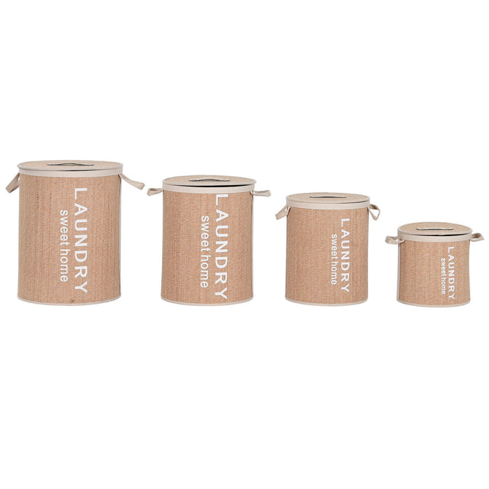Coș pentru rufe murdare Home ESPRIT Alb Natural Bambus 40 x 40 x 53 cm 4 Piese