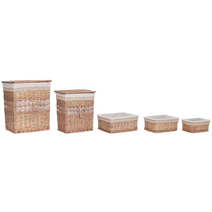 Coș pentru rufe murdare Home ESPRIT Bej Natural răchită Shabby Chic 47 x 35 x 55 cm 5 Piese