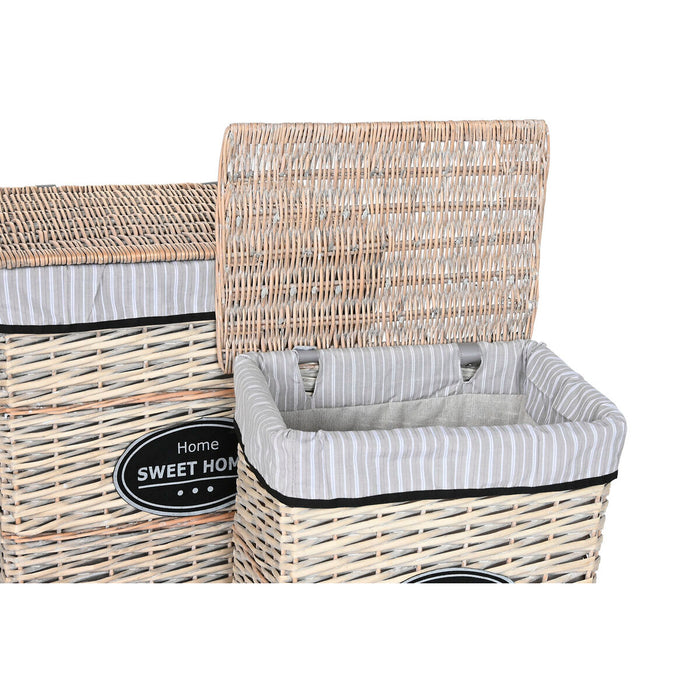 Coș pentru rufe murdare Home ESPRIT Alb Maro Negru Gri Natural răchită Shabby Chic 47 x 35 x 55 cm 5 Piese
