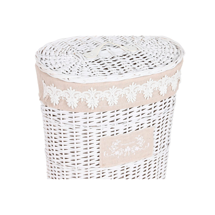Coș pentru rufe murdare Home ESPRIT Alb Bej răchită 49 x 36 x 55 cm 3 Piese