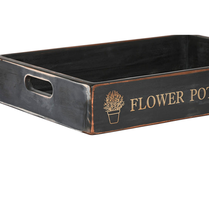 Set de Tăvi Home ESPRIT Negru Lemn de brad 56 x 38 x 10 cm (3 Piese)