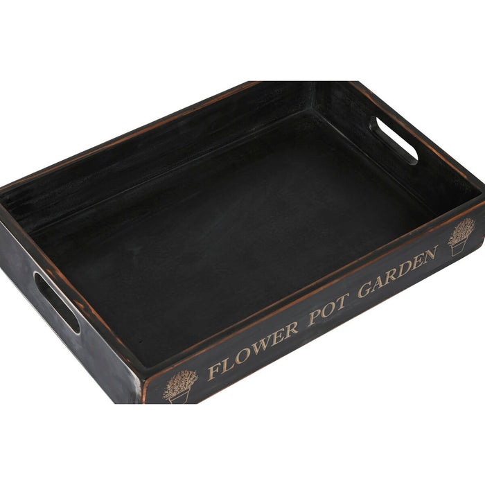 Set de Tăvi Home ESPRIT Negru Lemn de brad 56 x 38 x 10 cm (3 Piese)