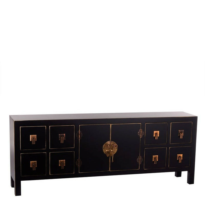 Mobilă TV ORIENTE 130 x 24 x 50,5 cm Negru Auriu* Lemn