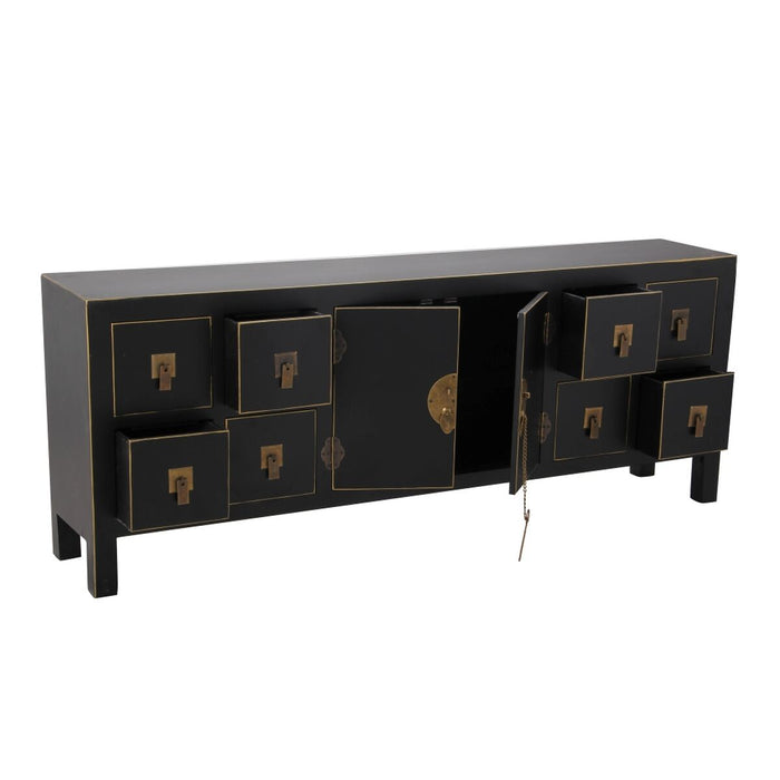 Mobilă TV ORIENTE 130 x 24 x 50,5 cm Negru Auriu* Lemn