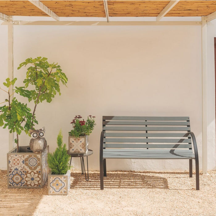 Bancă 120 x 62 x 82 cm Gri Lemn Oțel Grădină