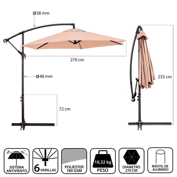 Slunečník Monty Bej Aluminiu 270 cm