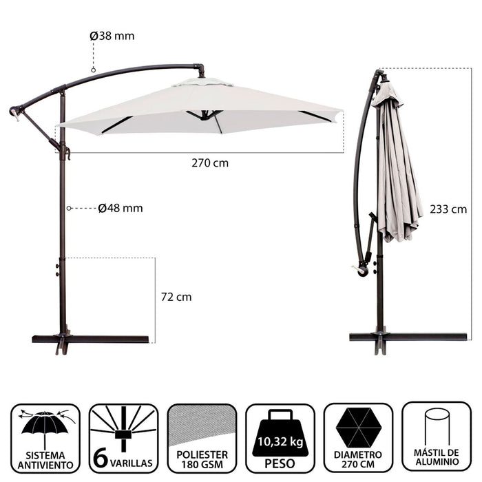 Slunečník Monty Bej Aluminiu 270 cm