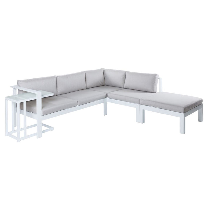 Canapea de Grădină Agnes Alb Dulap de colt 224 x 224 x 65,5 cm Aluminiu