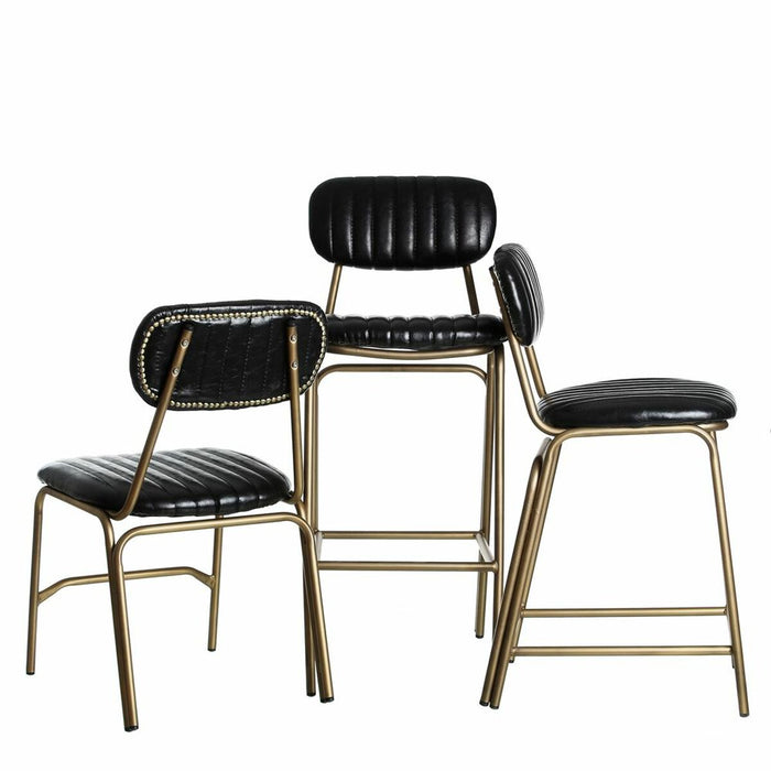 Taburet 42 x 49 x 88 cm Negru Auriu* Metal Poliuretan