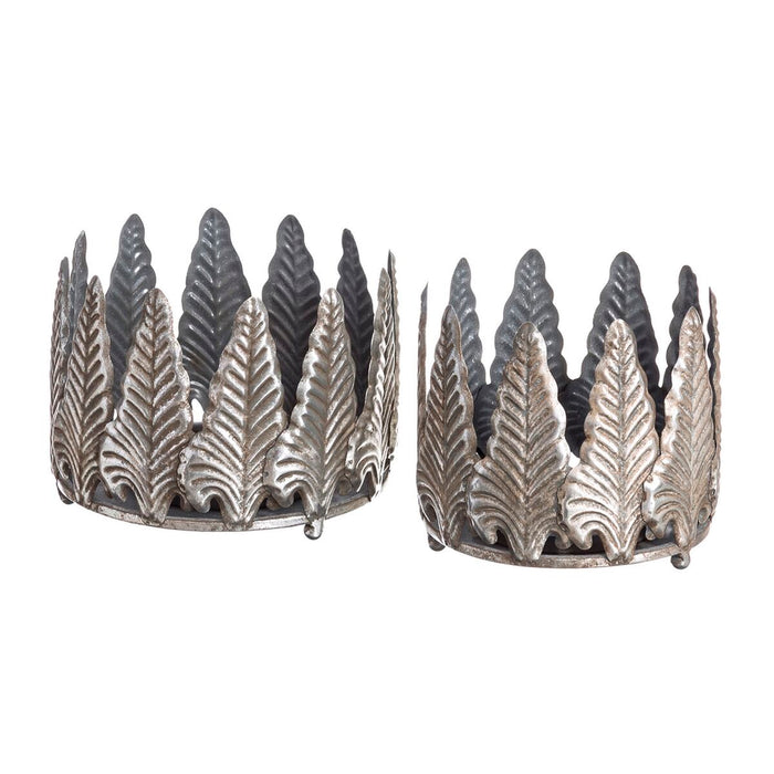 Suport de Lumânări Argintiu Fier 20,5 x 20,5 x 16 cm (2 Unități)