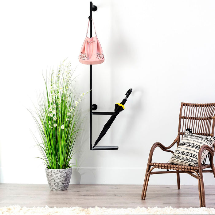 Suport de haine 37 x 37 x 170 cm Negru Metal industrial