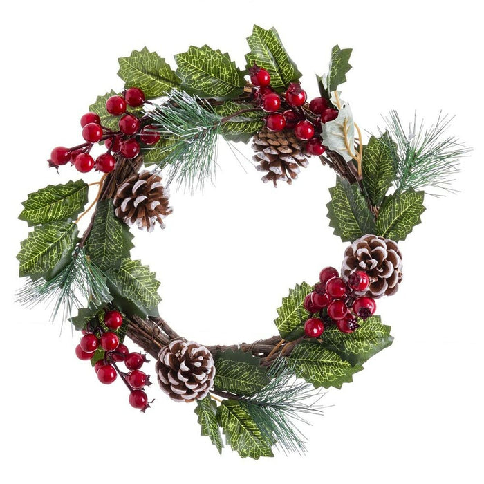 Coroană de Crăciun Roșu Verde Natural Plastic Ananași 24 x 24 cm