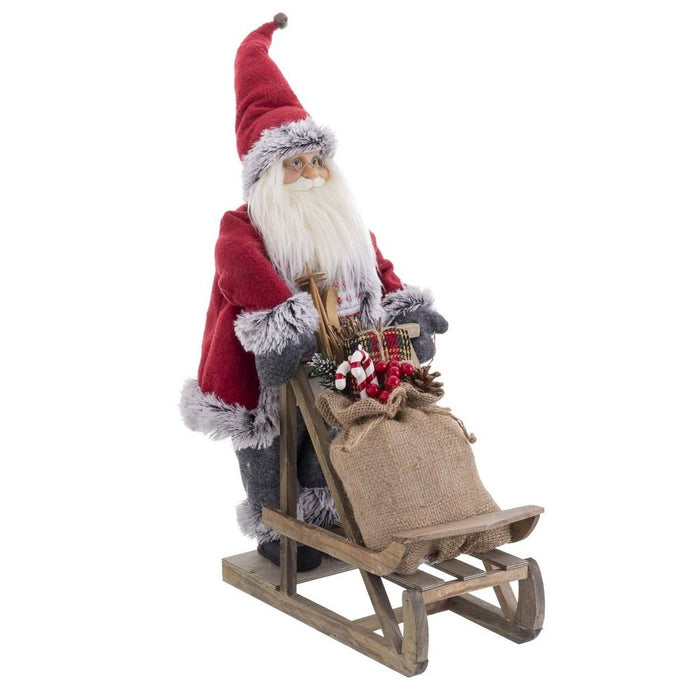 Ornament de Crăciun Multicolor Lemn Plastic Polirășină Țesătură Sanie 45 cm