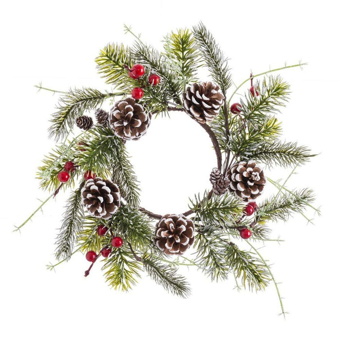 Coroană de Crăciun Roșu Verde Alb/Verde Plastic Ananași 30 x 30 cm