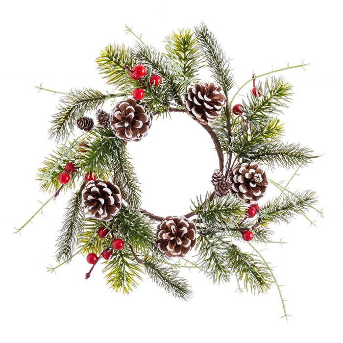 Coroană de Crăciun Roșu Verde Alb/Verde Plastic Ananași 30 x 30 cm