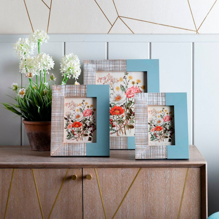 Ramă Foto 28 x 2,2 x 33 cm Albastru Lemn Alb