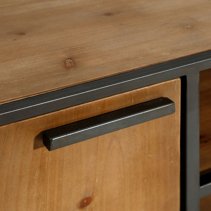 Mobilă TV CÉSARE 150 x 40 x 49 cm Negru Metal Lemn Maro