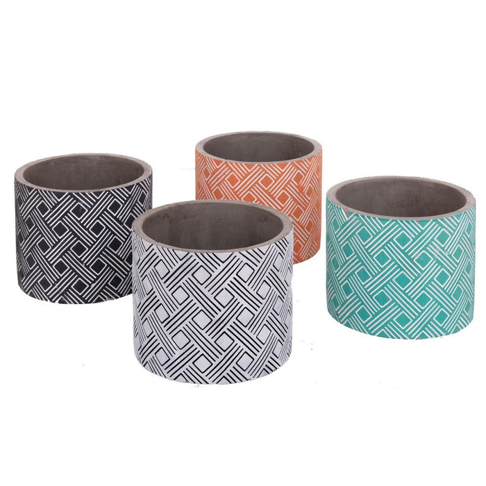 Set de jardiniere Fiore Цимент Cilindric 14 x 14 x 12 cm (4 Unități)