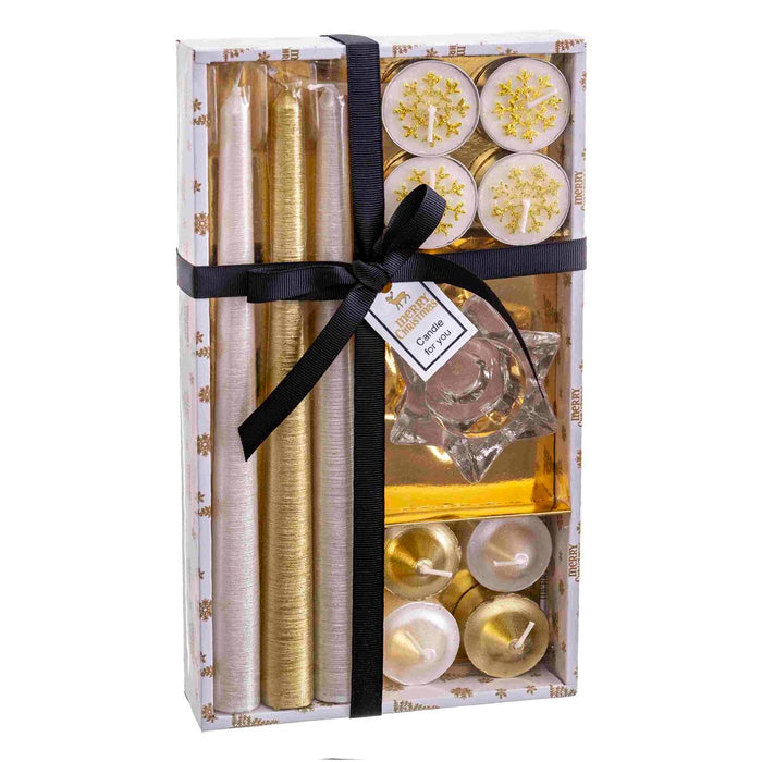 Candelabru Circular cu Suport Crăciun Auriu* Geam Parafină 27 x 15 x 5 cm