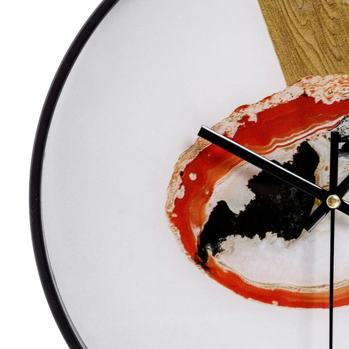 Ceas de Perete 30,5 x 4,3 x 30,5 cm Geam Auriu* Alb PVC