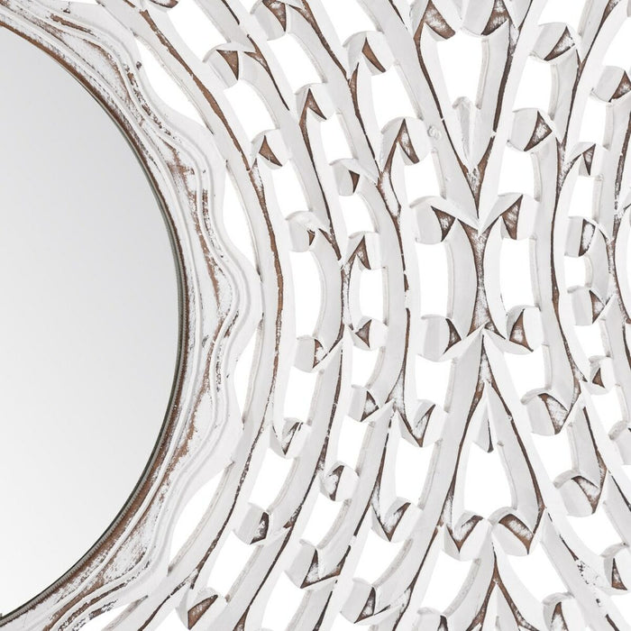 Oglindă de perete 90 x 1,5 x 90 cm Alb Lemn MDF