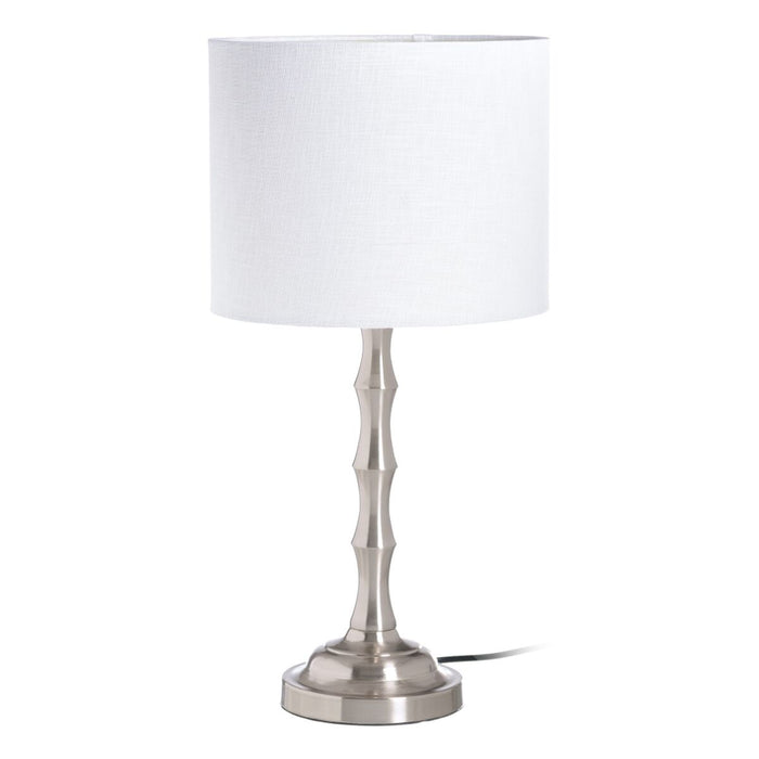 Lampă de masă Alb Argintiu Lin Metal Fier 60 W 220 V 25 x 25 x 50 cm