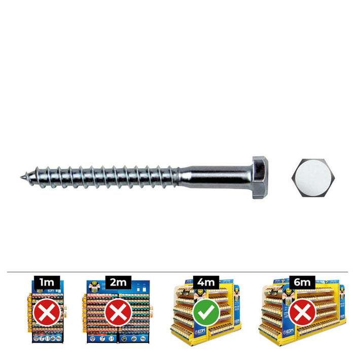 Cutie cu șuruburi CELO Din 571 55 mm Ø 8 mm Hexagonal 250 Unități Placat cu zinc