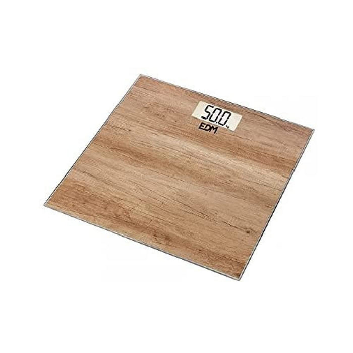 Cântar Digital de Baie EDM Geam Lemn 180 kg (26 x 26 x 2 cm)