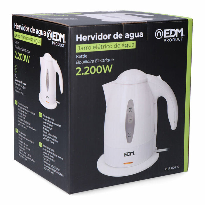 Fierbător EDM Alb Multicolor polipropilenă 2200 W 1 L