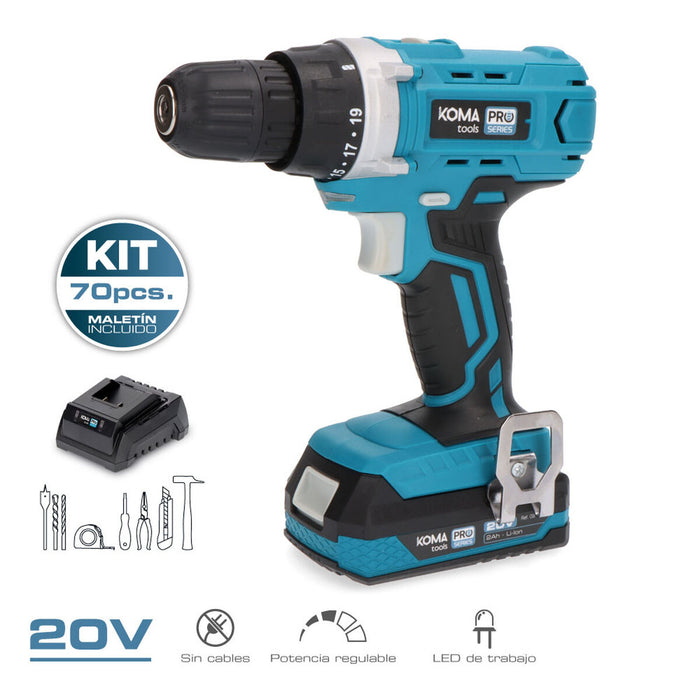 Set burghiu și accesorii Koma Tools Pro Series Șurubelniță 70 piezas